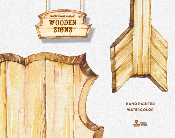 Watercolor wood plank board background label. Perfect as a table