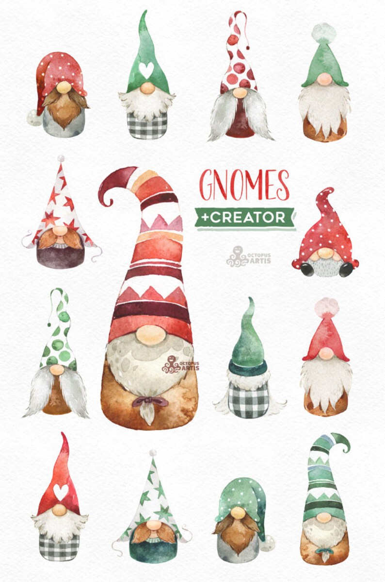 Download Gnomes Creator. Watercolor holiday clipart Nordic | Etsy