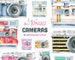 Vintage Cameras. 10 Handpainted clipart, wedding elements, flowers, invite, cover for camera, photocamera, boho, clipart, retro 