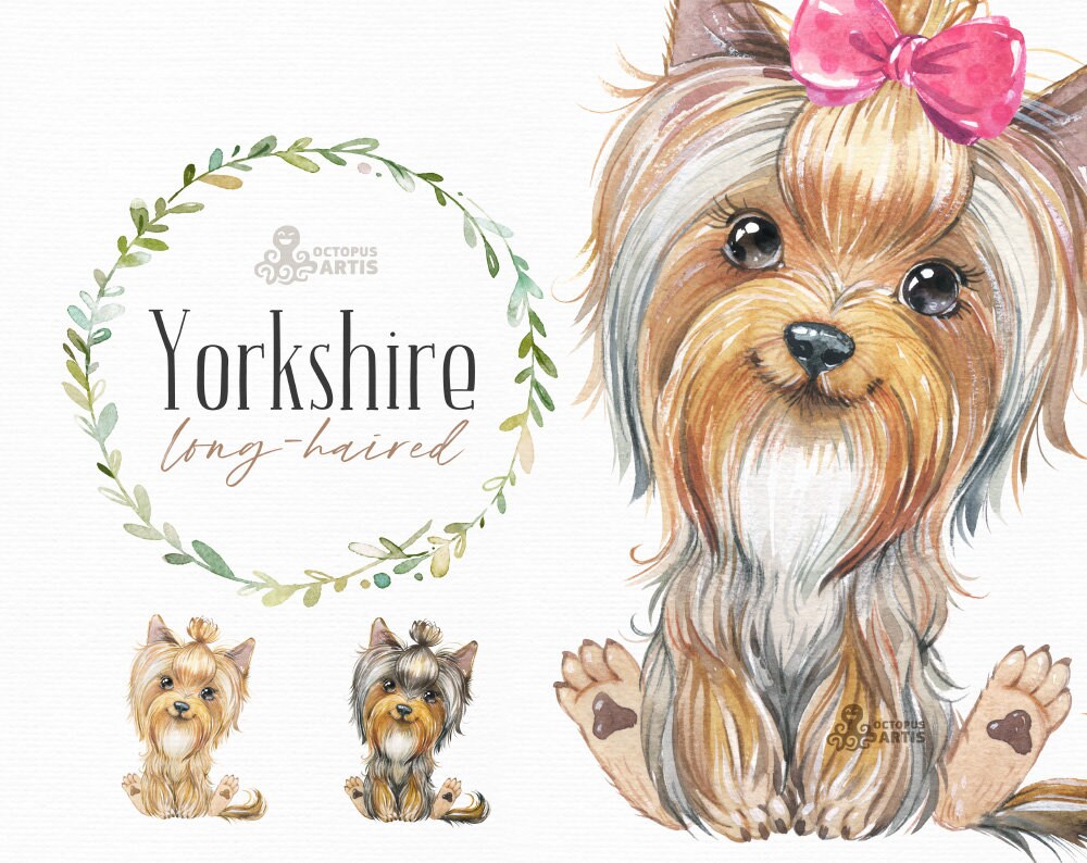 ヨークシャーテリア 手描き犬の肖像画 絵画 アート アクリル絵画