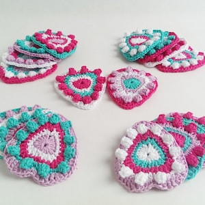Crochet Garland Pattern of Hearts, Wallhanging, Bunting, Home Decor, Nursery Room, Keyring, Brooche