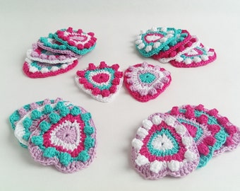 Crochet Garland Pattern of Hearts, Wallhanging, Bunting, Home Decor, Nursery Room, Keyring, Brooche