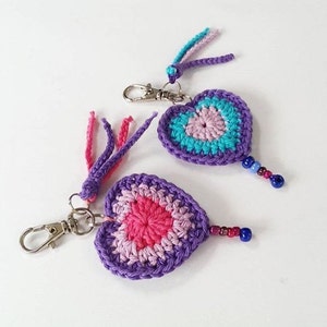 Crochet Heart pattern for keyring, brooche or hairclip