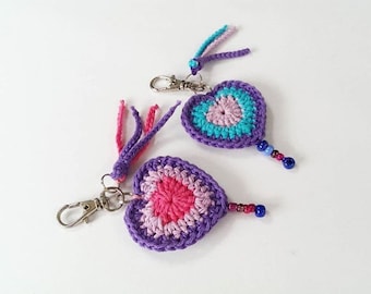 Crochet Heart pattern for keyring, brooche or hairclip