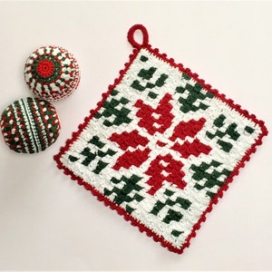 C2C crochet pattern potholder with Christmas Star by Atelier Sopra