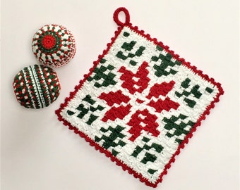 C2C crochet pattern potholder with Christmas Star by Atelier Sopra