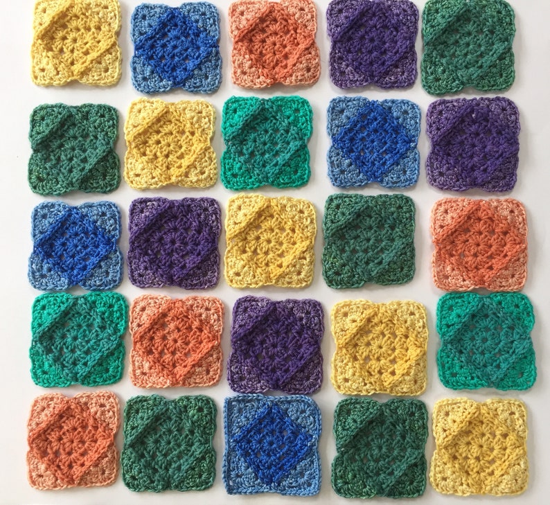 Coloured Square Blanket Crochet Pattern by Atelier Sopra image 4