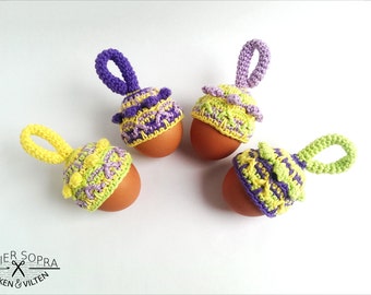 Crochet Egg Warmer Pattern - Crochet Pattern Easter - Egg Cosy - Cotton- Colorful - by Atelier Sopra