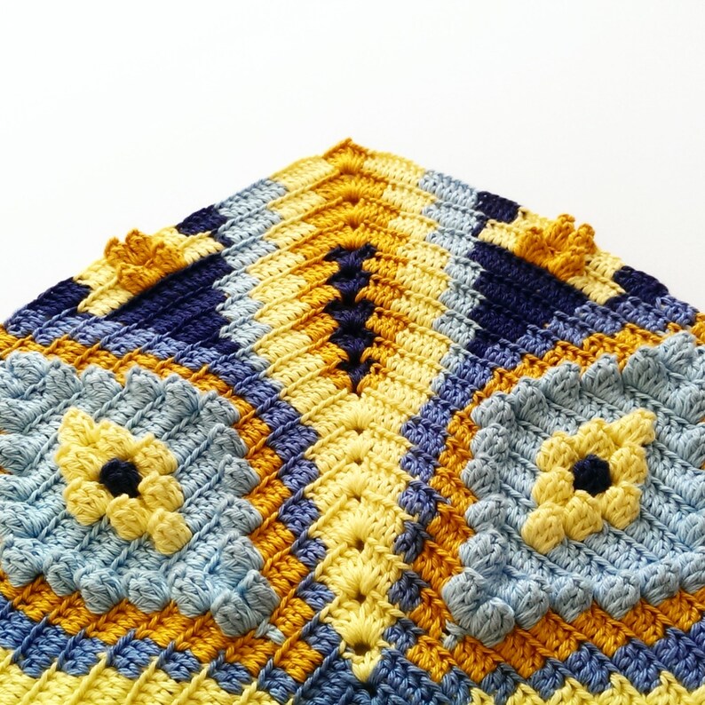 Tapestry crochet pattern pillow with Blue Diamonds by Atelier Etsy