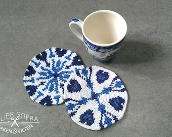 6 Tapestry coaster crochet patterns Delft blue