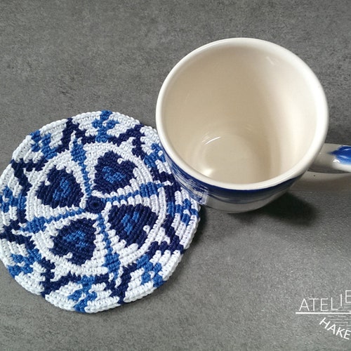Tapestry Coaster Crochet Pattern Delft Blue no.6 Etsy
