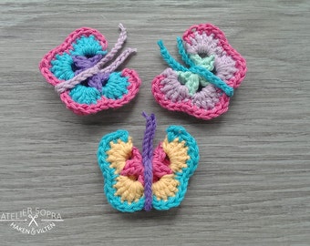Crochet Butterfly Pattern for keyring, hairclip or brooche