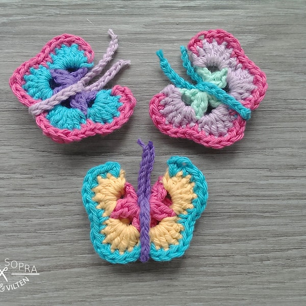 Crochet Butterfly Pattern for keyring, hairclip or brooche