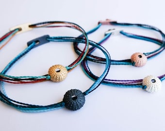 Sterling Silver Sea Urchin Bracelet: Rose Gold, Oxidized, or Yellow Gold