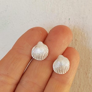 May include: A pair of silver shell-shaped earrings. The earrings are small and delicate, and they are perfect for adding a touch of whimsy to any outfit.