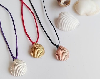 Sterling Silver Cockle Seashell Pendant - Silver, Yellow Gold Plated or Rose Gold Plated Necklaces