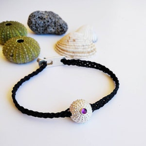 Medium Sterling Silver Sea Urchin Bracelet with Amethyst