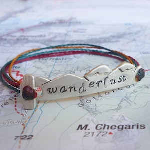 Pulsera de plata de ley "Wanderlust" - Pulsera de excursionista Mountain Ridge