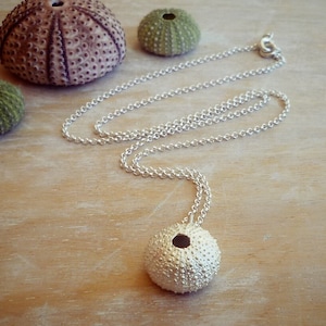 Sterling Silver Sea Urchin Pendant Necklace - Large Size