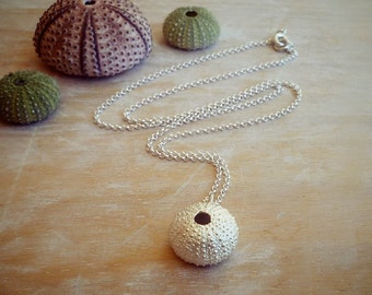 Sterling Silver Sea Urchin Pendant Necklace - Large Size