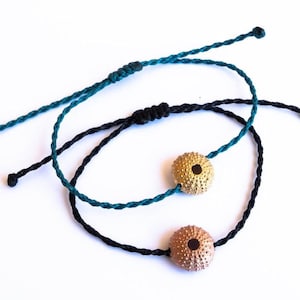 Sterling Silver Medium Sea Urchin Bracelet - Adjustable Bracelet with Sterling Silver, Yellow Gold Plated or Rose Gold Plated Sea Urchin