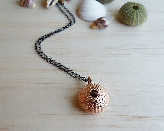 Small Size Silver Yellow Gold Plated or Rose Gold Plated Necklaces Sterling Silver Sea Urchin Pendant