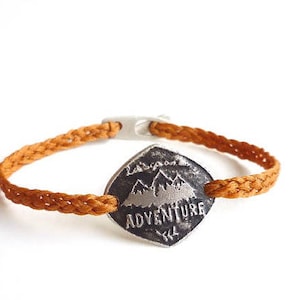 Sterling Silver &quot;Adventure&quot; Bracelet - Handmade Hiker&#39;s Bracelet - Let&#39;s go on an Adventure Bracelet