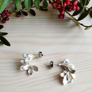 Sterling Silver Botanical Earrings - Leaf Clusters Earrings image 5