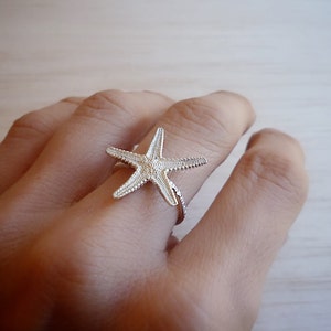 Sterling Silber Seestern Ring - Größenverstellbar Sommer Ring