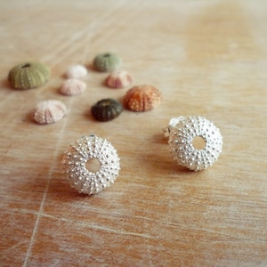 Sterling Silver Sea Urchin Stud Earrings - Small Size Sea Urchins