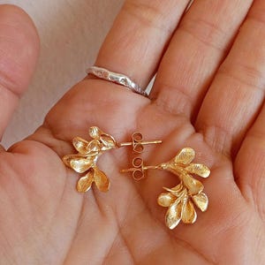 Sterling Silver Botanical Earrings - Leaf Clusters Earrings image 4