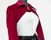 Ladies Bolero Shrug, Cropped Red Velvet Jacket, Steampunk LARP Goth Gothic Vampire Goddess Faery Fairy Pixie Jacket, Little Red Riding Hood