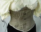 Steampunk Boho Pirate Wench Grey Corset Bodice Waist Cincher,Under Bust Waspie,Sexy Burlesque Neo Victorian Corset,Handmade, LARP, Ren Faire