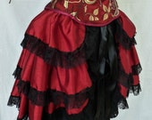 Red Bustle Skirt, Sexy Boudoir Cosplay Lolita Burlesque, Tribal Bellydance Fairy Fae, Victorian Steampunk Ren Faire,Pirate Wench LARP Gothic
