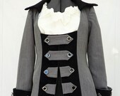 Ladies Grey Pirate Wench Frock Coat Jacket, Pirate Costume, Gothic, Ren Faire,Steampunk,Theatrical Stage,Ladies Smart Office Business Jacket