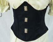 Blue Steampunk Boho Pirate Wench Corset Bodice Waist Cincher, Under Bust Waspie, Sexy Burlesque Neo Victorian Corset,Handmade LARP Ren Faire