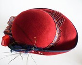 Ladies Red Maroon Hat, 1920's 1930s Cloche Bucket Flapper 1940's Hat, Sun Hat, Cosplay Charleston, Steampunk, Wedding Smart Fancy Hat