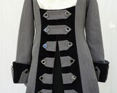 Ladies Grey Pirate Wench Frock Coat Jacket, Pirate Costume, Gothic, Ren Faire,Steampunk,Theatrical Stage,Ladies Smart Office Business Jacket