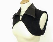 Ladies Black Bolero Shrug, Cropped Black Waistcoat Vest, Steampunk LARP Goth Gothic, Goddess Faery Fairy Fae Pixie,Festival Fashion Boho Psy