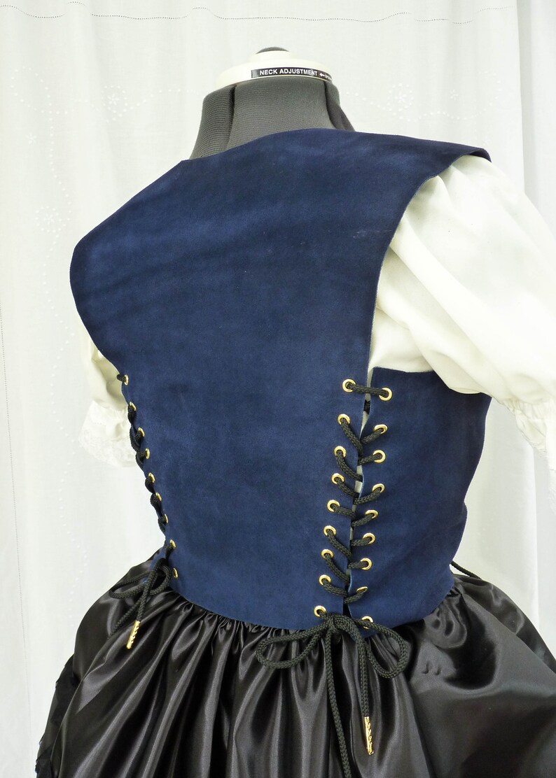 Steampunk Pirate Wench Corset Waist Cincher Blue Suede Bodice Recycled Upcycled,LARP Ren Faire,Sexy Burlesque Victorian