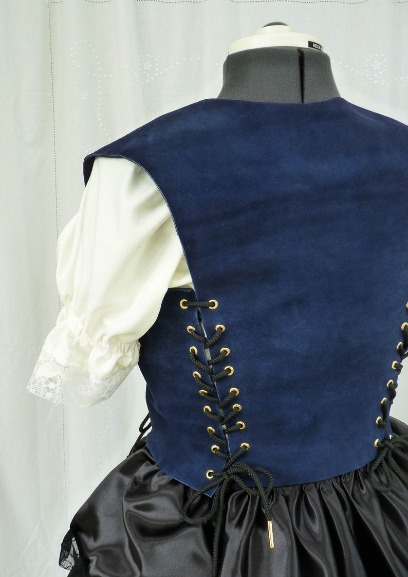 Steampunk Pirate Wench Corset Waist Cincher Blue Suede Bodice Recycled Upcycled,LARP Ren Faire,Sexy Burlesque Victorian