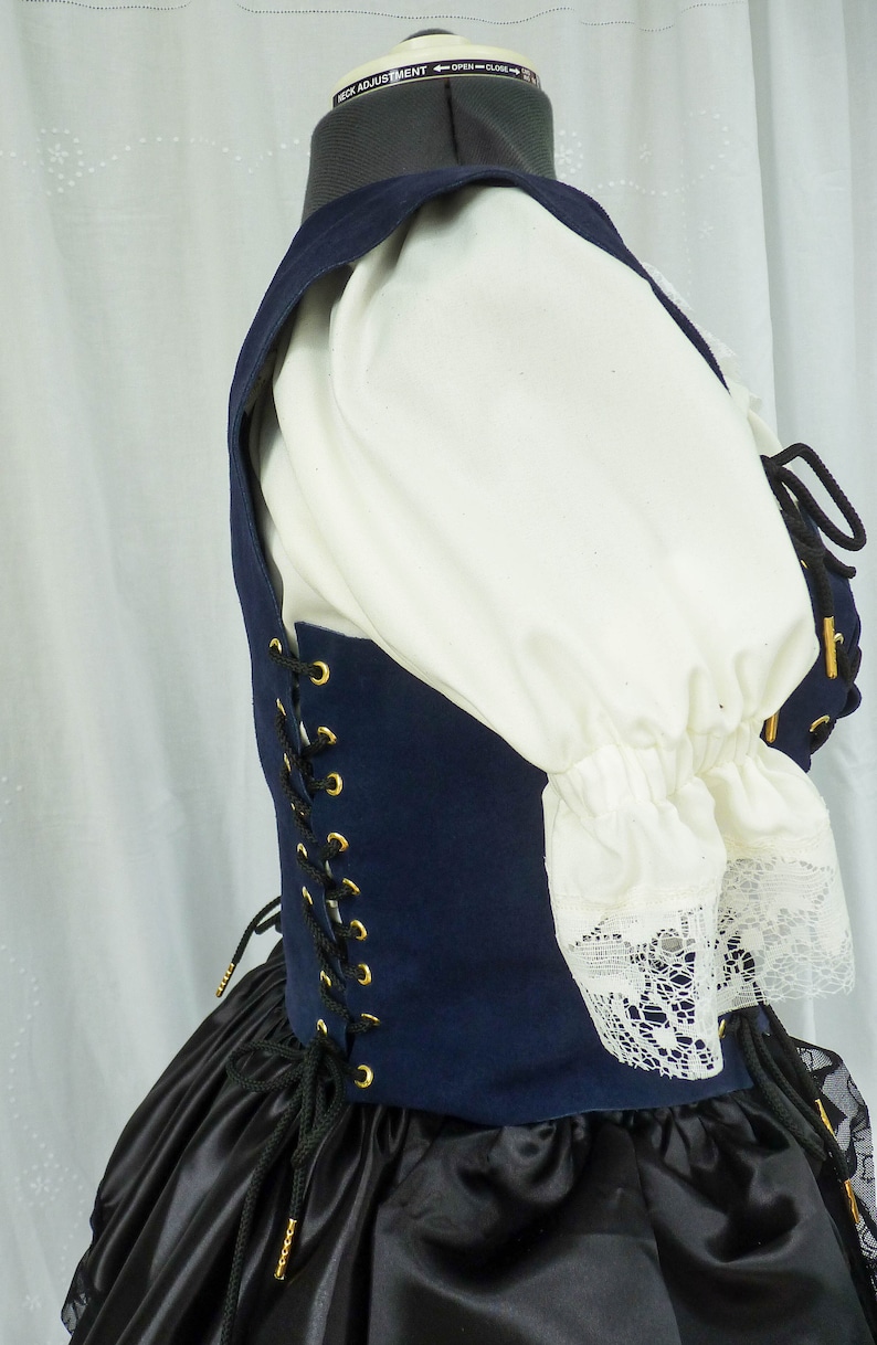 Steampunk Pirate Wench Corset Waist Cincher Blue Suede Bodice Recycled Upcycled,LARP Ren Faire,Sexy Burlesque Victorian