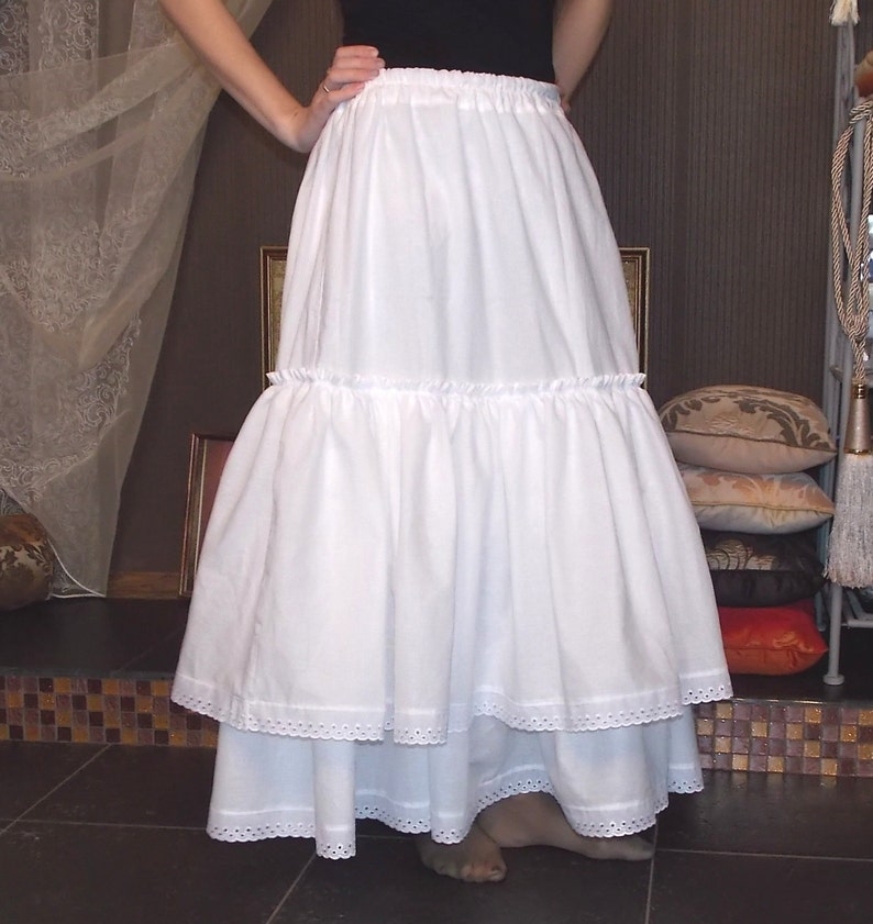 Bottom,white,long skirt,boho skirt,ladies underskirt lolita petticoat shabby chic clothing ruffled petticoat
