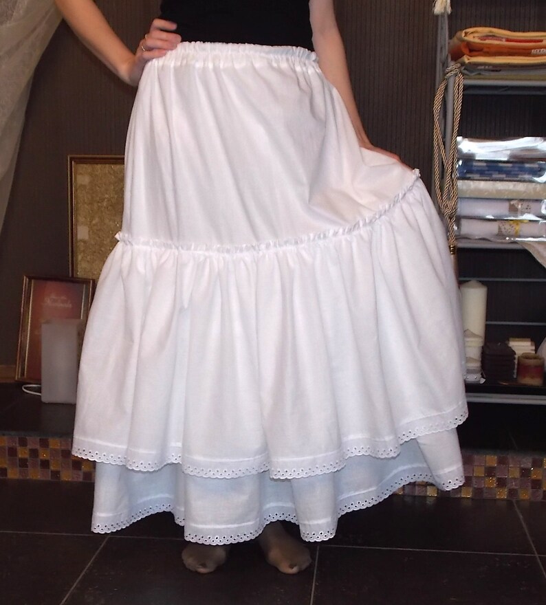 Bottom,white,long skirt,boho skirt,ladies underskirt lolita petticoat shabby chic clothing ruffled petticoat