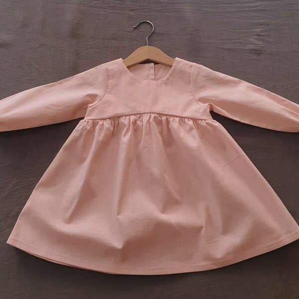 Linen baby girl dress, pink linen baby girl dress, boho baby girl clothes, toddler girl dress, baby girl clothes, 1-th Birthday Girl, boho