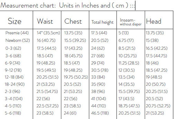 Baby Mitten Size Chart