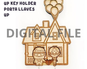 LASER cut file Casa UP. Laser Cut File. UP keychain. Carl and Ellie. cnc. svg, dxf, ai and pdf. 3 layers. Movie up key holder.