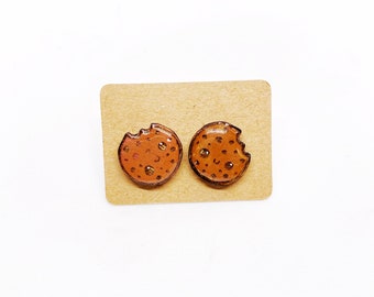 Pendientes galleta | cookie | Pendiente de madera | Corte láser | pintado a mano | Pendientes botón| STUD | niñas y mujeres