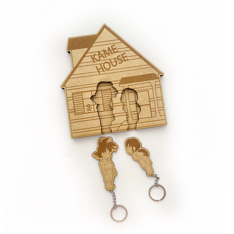 Wooden keychain and key holder Dragon Ball Goku and Chi chi image 4