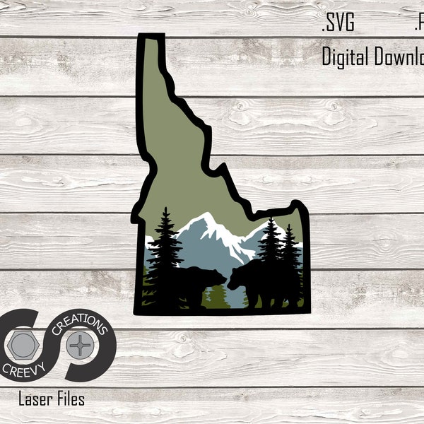 Idaho - Layered Sign - Digital Download, Laser Cut File, Home Decor, Glowforge